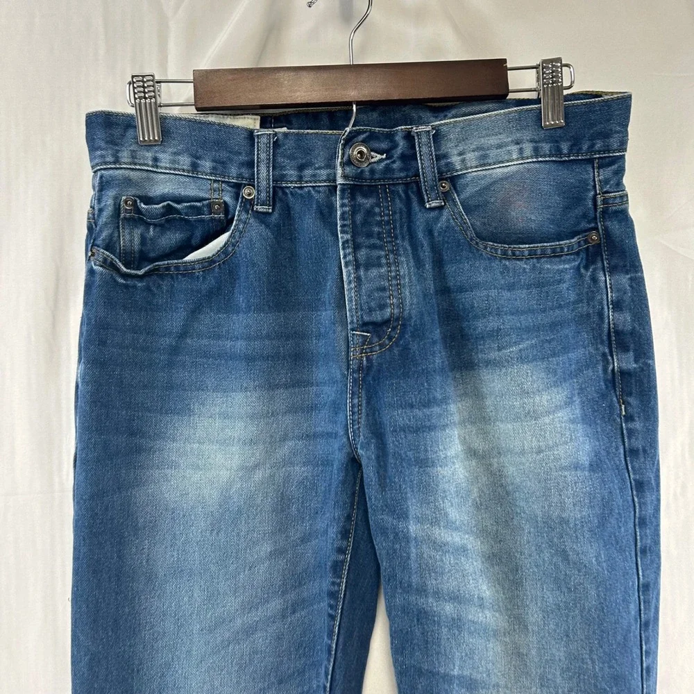 oodji Straight Leg Jeans Mens 30x32 Blue Medium Wash Button Fly